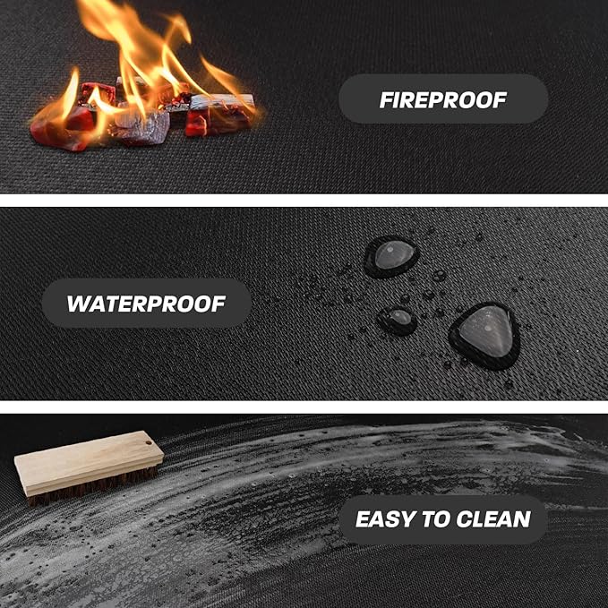 39" Fire Pit Mat for Solo Stove Bonfire, Round Fireproof Under Grill Mats for Outdoor Grill, Portable Camping Stove Mat for Solo Stove Accessories