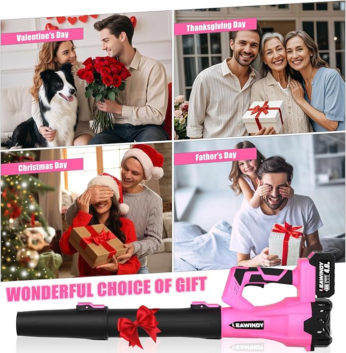 Cordless Leaf Blower, 21V Battery Leaf Blower with 6-Speed Levels, Handheld Lightweight Blower & 2 Extended Tubes, Snow Blower for Blowing Leaves, Lawn, Garden, Garage, Yard, Valentine's Day Gift