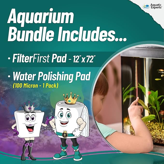 Aquatic Experts Aquarium Polishing Filter Pad, Water Polishing Pad for Aquarium Filters, Filter Floss for Fish Tank Filters, (100 Micron, Aquarium Bundle)