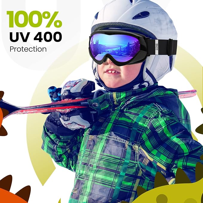OutdoorMaster Kids Ski Goggles - Helmet Compatible Snow Goggles for Boys & Girls with 100% UV Protection