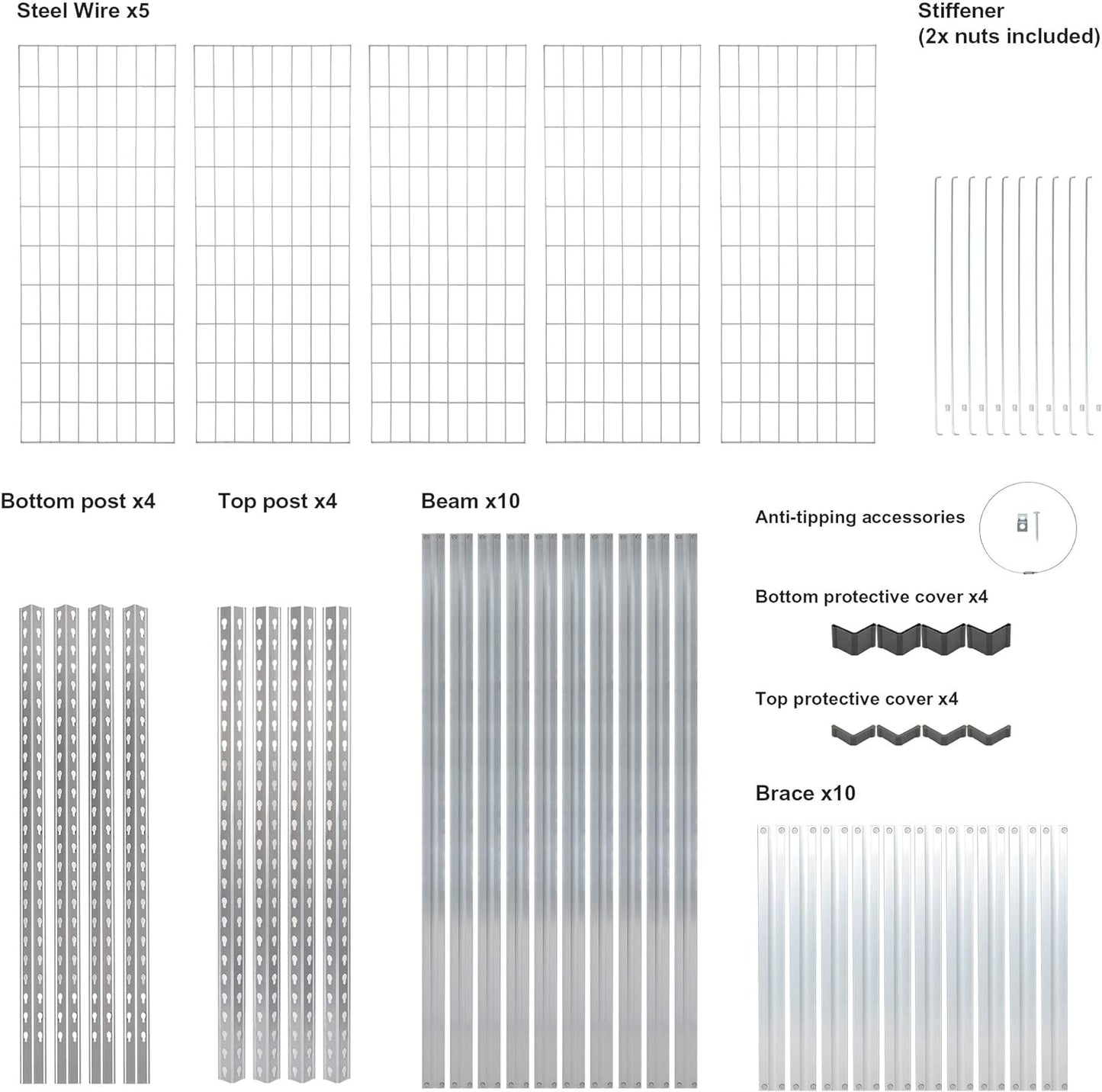 Amazon Basics 4000IBS Heavy Duty Adjustable Storage Shelving Unit, 5 Shelf, High-Grade Aluminum, Silver, 60 x 24 x 78 Inch