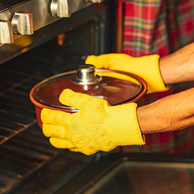 Grill Armor Oven Gloves – 932°F Heat, Fire & Cut Resistant Mitts for BBQ, Grill, Cooking, Grilling, Baking, Smoker & Fire Pit