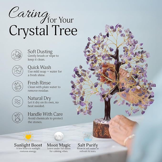 FASHIONZAADI Amethyst Crystals Tree of Life - Stones and Crystals - Bonsai Tree - Good Luck Gifts for Women - Meditation Accessories - Chakra Stones Decor
