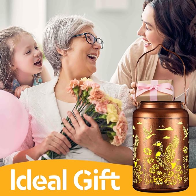 Solar Lanterns Outdoor Waterproof Garden Decor Birthday Gifts for Women Mom Grandma Hanging Lights Metal Decoration Outside for Yard, Patio,Backyard,Porch(Wild Goose)