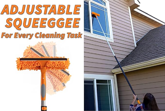 5-18 ft Window Washing Kit (24+ Foot Reach) // Window Cleaning Tool & Window Washer Squeegee with Telescopic Extension Pole // Best Indoor Outdoor Equipment