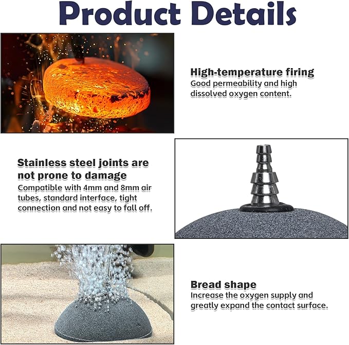 kathson Large Mineral Airstone Bubble 8 Inch Ball Shape Diffuser Air Stone for Aquarium Fish Tank, Pump and Hydroponics(2 Pack)