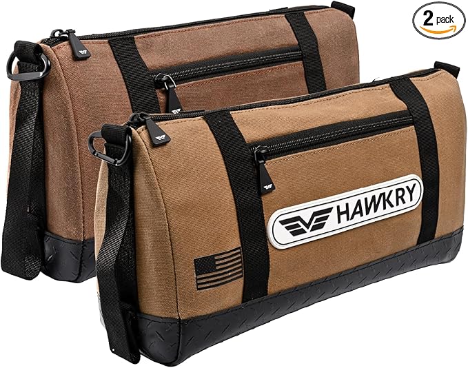 HAWKRY Heavy Duty Canvas Tool Bag Set of 2 – Waterproof Canvas Zipper Pouch, Garden Tool Bag, Construction Bags Heavy Duty, Small Zipper Pouch, Motorcycle Tool, Multipurpose Fishing Bag