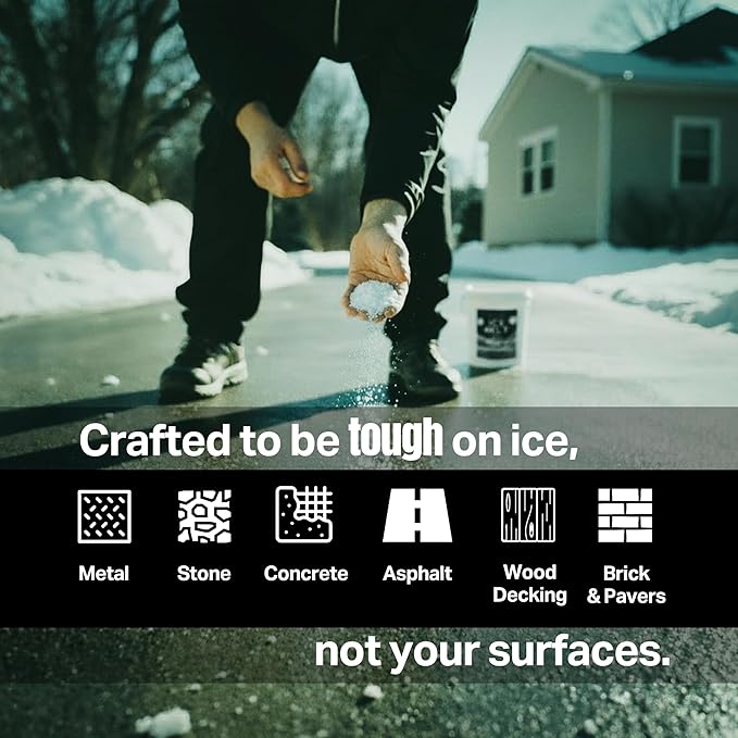 Peach Country White Ice Melt Pet Friendlier Eco-Friendly De-Icer, Fast-Acting Granules for Driveways, Walkways & Entryways, 8 lb Pail