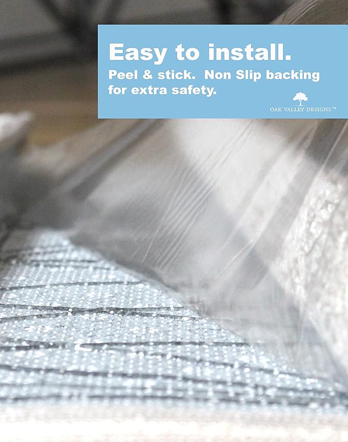 Oak Valley Designs™ Round Carpet Stair Treads - Anti Slip Indoor Stair Mats for Wooden Stairs, Style: Bayside Charm Dark Grey, 35" W X 9.75" D, (Set of 4)