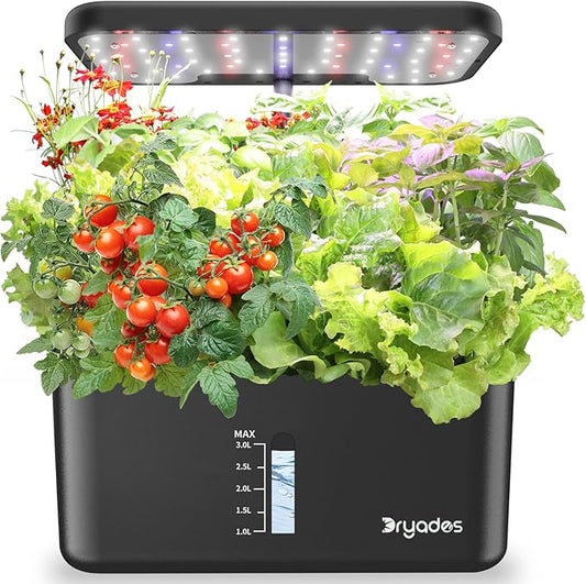 Hydroponics Growing System Indoor Herb Garden, 10-Pod Indoor Gardening System with 24W Full-Spectrum LED Grow Lights, Quiet Smart Water Pump, Plant Germination Kit for Herbs, Vegetables