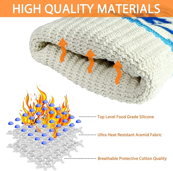BBQ Gloves, Oven Gloves Original 2 Pack1472℉ Extreme Heat Resistant, Grilling Gloves Silicone Non-Slip Oven Mitts, Kitchen Gloves for BBQ, Grilling, Cooking, Baking