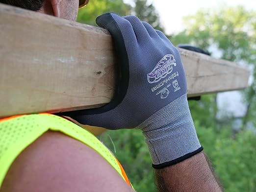 Global Glove 500NFT - Tsunami Grip New Foam Technology Nitrile Coated Gloves - Medium Case of 72 Pairs,Gray/Black