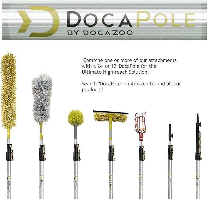 DOCA Telescoping Pole Attachment - Extension Pole for Cleaning, Feather Duster, Window Washing Kit, Paint Roller, Window Squeegee - High Reach Extendable Kit for Indoor & Outdoor - Squeegee Scrubber