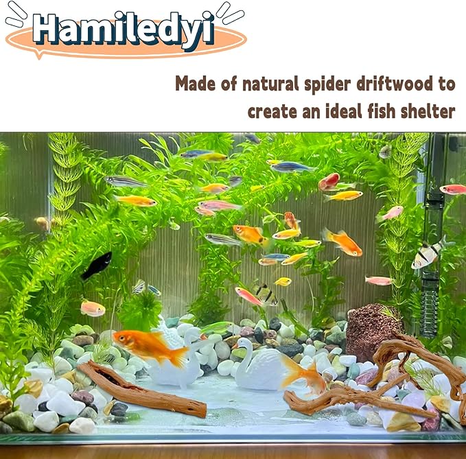 Hamiledyi 6-8in Aquarium Driftwood 3PCS Reptile Spider Wood Assorted Branches Natural Trunk Driftwood Tree Fish Tank Decoration
