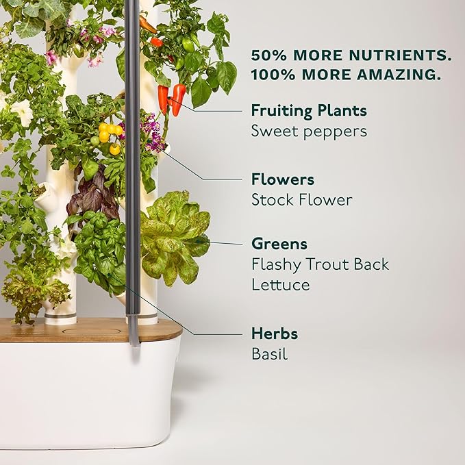 Gardyn Home 4 Vertical Hydroponics Growing System Kit - 30 Non-GMO Plants, Herbs, Vegetables - Smart Tower Garden Hydroponic Herb Garden Planter Indoor Kit - Indoor Gardening System w/LED Grow Lights
