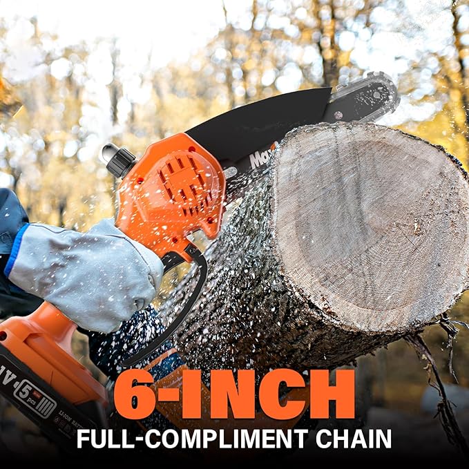 MAXLANDER 2-in-1 Cordless Pole Saw & Mini Chainsaw, 6'' Electric Pole Saws for Tree Trimming, 20V Battery Pole Saw with 2 Chains, 14ft Reach Pole Chainsaw(2PCS Battery and Charger Included)