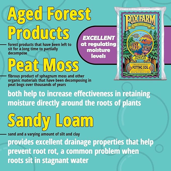 FoxFarm Ocean Forest Potting Soil, 1.5cu ft (Pack of 10) - Light, Aerated Texture, Designed for All Container Plants - pH Adjusted for Optimal Nutrient Uptake, Effectively Retains Moisture