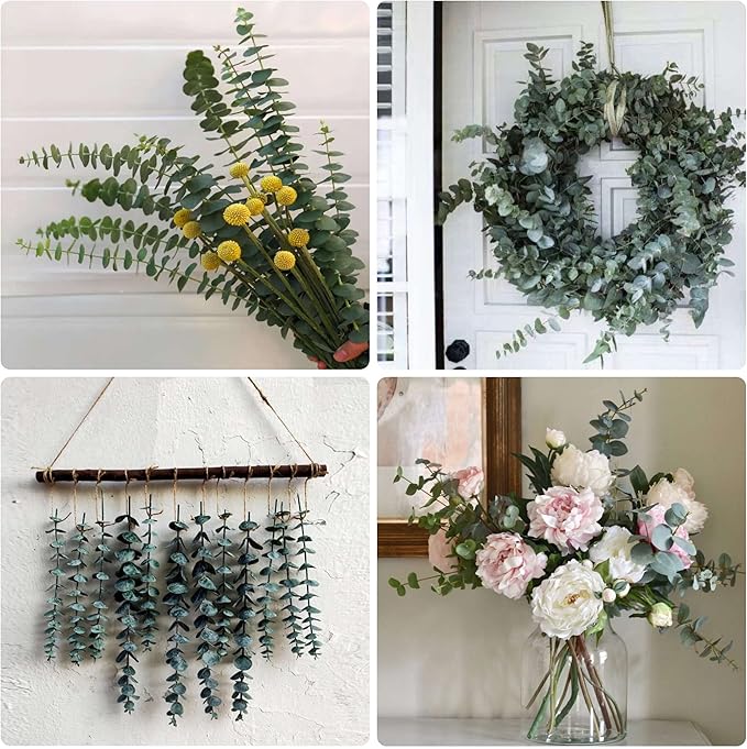 40 Pcs Dried Preserved Eucalyptus Shower Bundle,17" Natural Fresh Hanging Eucalyptus Leaves Stems Real Plant , Vase Filler Home, Wedding Decor