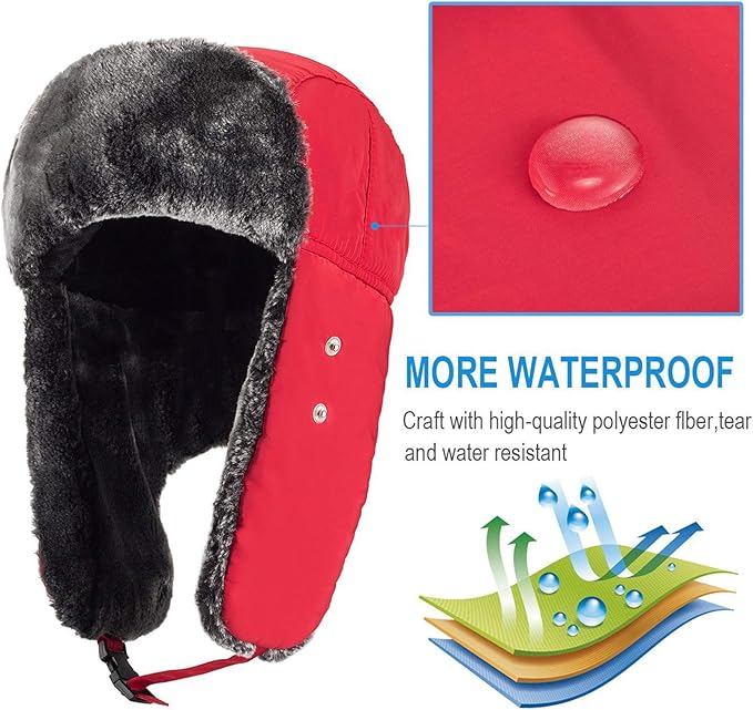 mysuntown Winter Hats for Women Men Trapper Ushanka Hat with Ear Flaps Warm Russian Bomber Hats for Cold Weather
