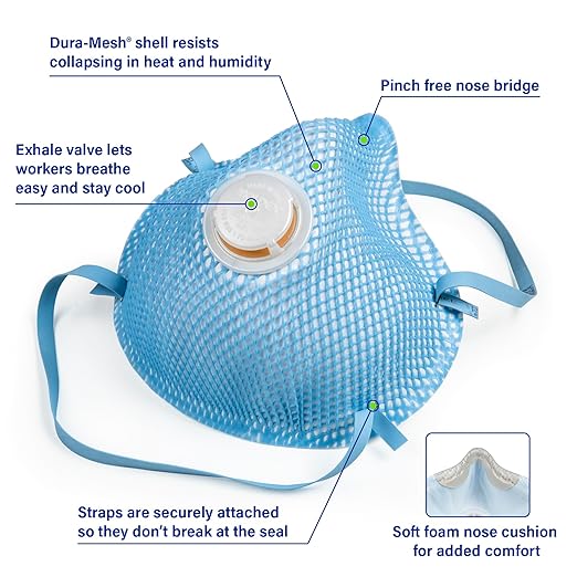 Moldex 2300N95 Disposable Particulate Respirator with Exhale Valve, Size Medium/Large, NIOSH Approved