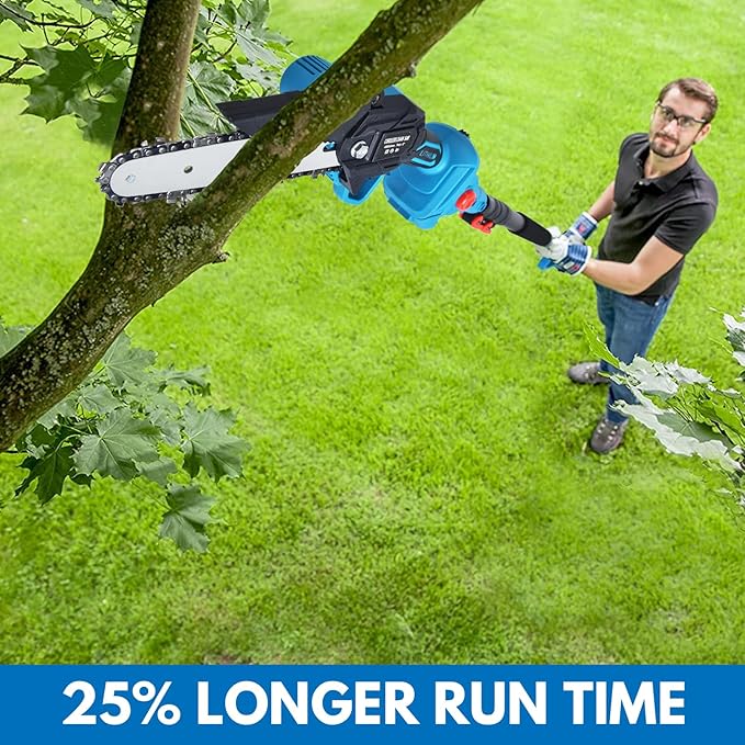 4-in-1 Cordless Pole saw Pruning Set, Electric Pruning Shears & 6 Inch pole saws for tree trimming with 8ft Max Extension Pole, Two 20V 2.0Ah Batteries, Electric Pole Saw Tree Trimming Kit