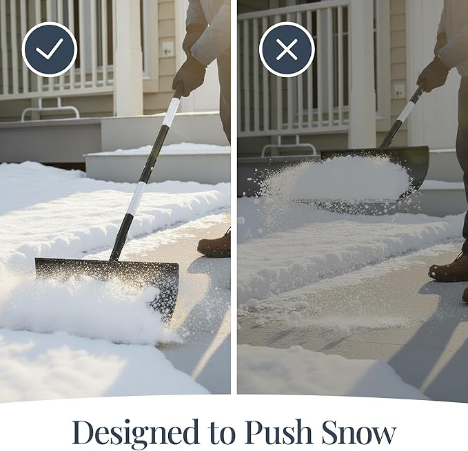 Best Choice Products 24in Galvanized Steel Blade Heavy-Duty Snow Pusher, Hand Plow for Snow Removal, Ergonomic Handle, Easy Storage - Black