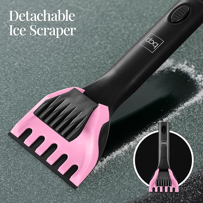 Best Choice Products Snow Brush with Squeegee & Ice Scraper, Up to 39" Extendable Foam Grip, 270° Pivoting Snow Brush for Car Truck SUV, Storage Bag Included - Pink