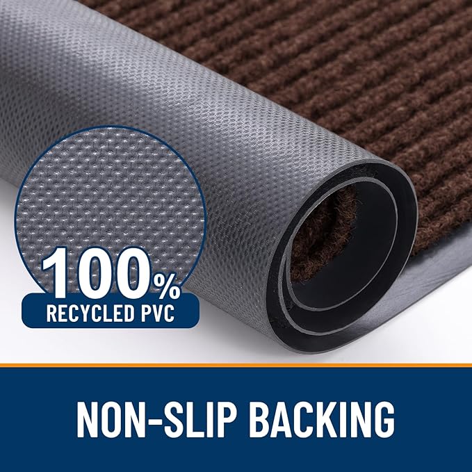 OLANLY Front Door Mat Indoor Outdoor Entrance, Waterproof Heavy Duty Doormat, Fade Resistant, Low Profile, Easy Clean Patio Porch Welcome Floor Mats for Entry, 71x30, Brown