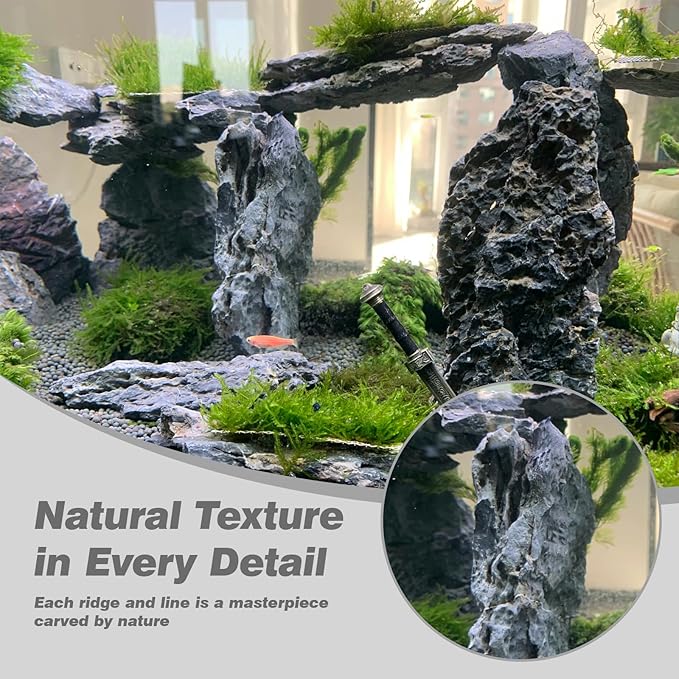 Unocho Aquarium Rocks Natural Seiryu Stone 20lb Aquascaping Rocks for Fish Tank Aquarium Landscaping Decoration Paludarium Amphibian Enclosures(3-10 Inches)