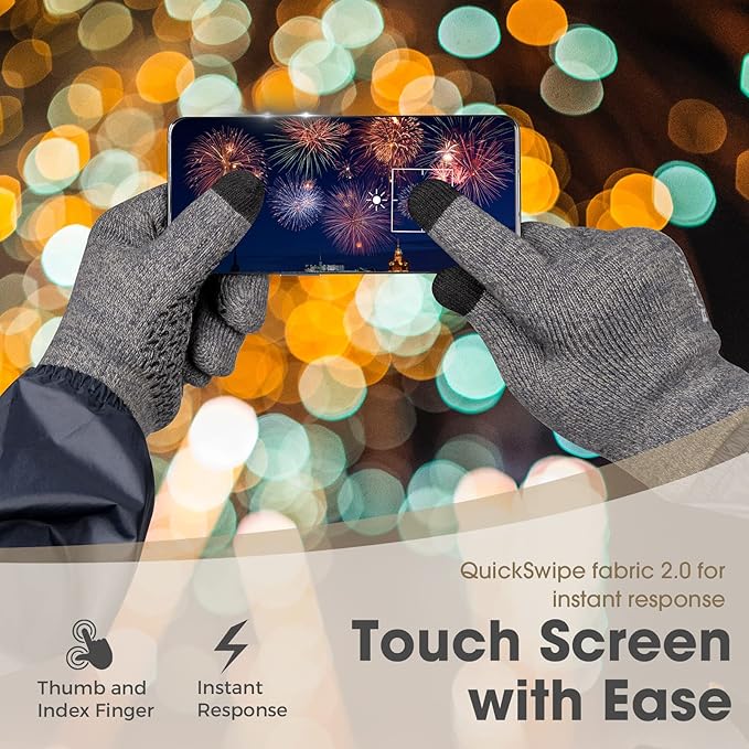 Rahhint Wool Winter Gloves Men Women Fleece lined Knit Gloves with Touchscreen Fingers Insulated Gloves Keep Hand Warm Gift