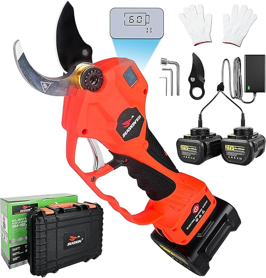 Cordless Electric Pruning Shears, 1.2" (3cm) Cutting Diameter, SK5 Blade, 2×21V 4500mAh Batteries, Lightweight Ergonomic Garden Tree Branch Cutter