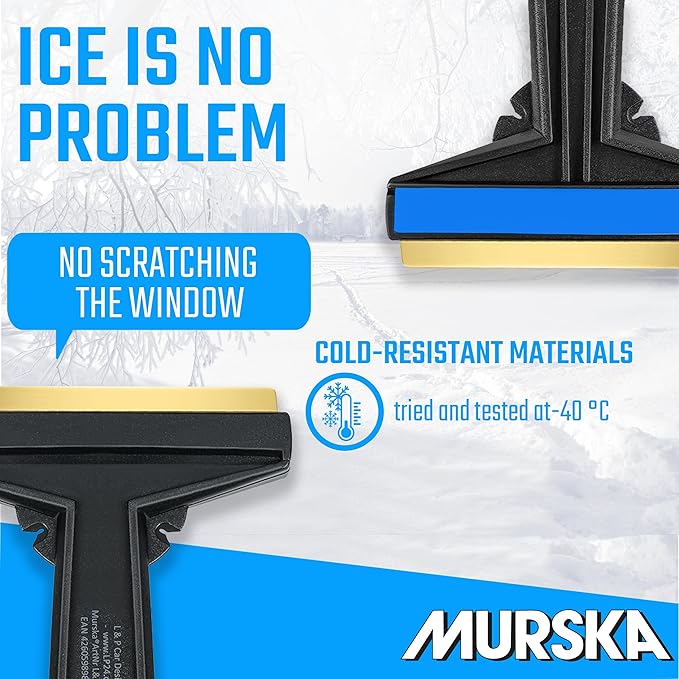 Car Ice Scraper Brass Blade - Fast, Effortless, efficient & Easy - Brass Ice Scrapers for Car Windshield Ice Scraper - Brass Ice Scraper for Car - Original Murska from Europe - Winter A054 Black Blue