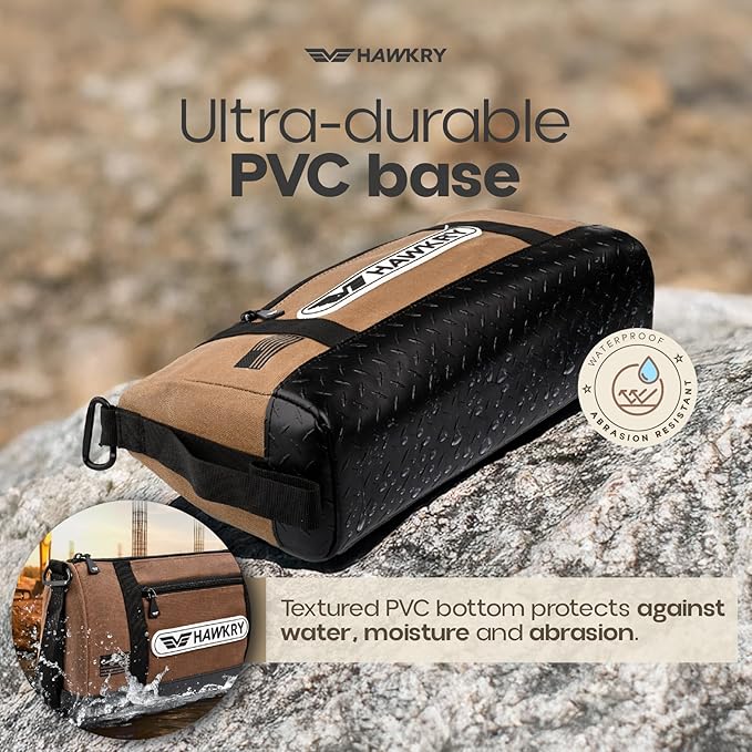 HAWKRY Heavy Duty Canvas Tool Bag Set of 2 – Waterproof Canvas Zipper Pouch, Garden Tool Bag, Construction Bags Heavy Duty, Small Zipper Pouch, Motorcycle Tool, Multipurpose Fishing Bag