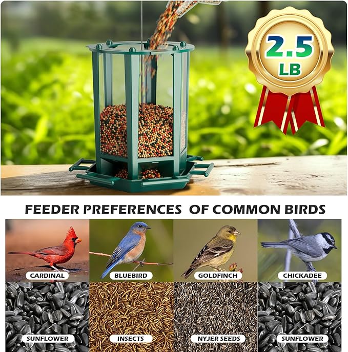 Birdream 2 Pack Bird Feeders for Outdoor Hanging, Retro Pagoda Design Fun Installation Bird Feeder, Attracting Wild Birds Chickadees Goldfinches Cardinals Finches and Sparrows - Green