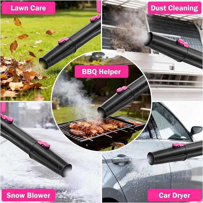 Cordless Leaf Blower, 21V Battery Leaf Blower with 6-Speed Levels, Handheld Lightweight Blower & 2 Extended Tubes, Snow Blower for Blowing Leaves, Lawn, Garden, Garage, Yard, Valentine's Day Gift