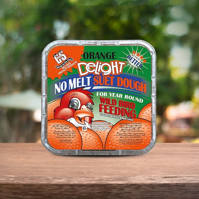 C&S Orange Delight No Melt Suet Dough, Suet Cakes for Wild Birds, 11.75 Ounces, Pack of 8