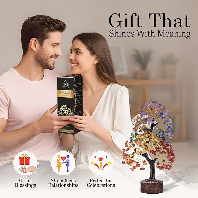 FASHIONZAADI 7 Chakra Tree of Life, Crystals and Healing Stones, Birthday Gifts for Women - Crystal Tree for Positive Energy, Home Office Decor, Spiritual Gifts for Women