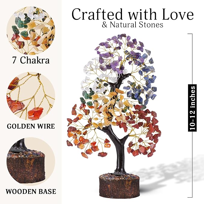 FASHIONZAADI 7 Chakra Tree of Life, Crystals and Healing Stones, Birthday Gifts for Women - Crystal Tree for Positive Energy, Home Office Decor, Spiritual Gifts for Women