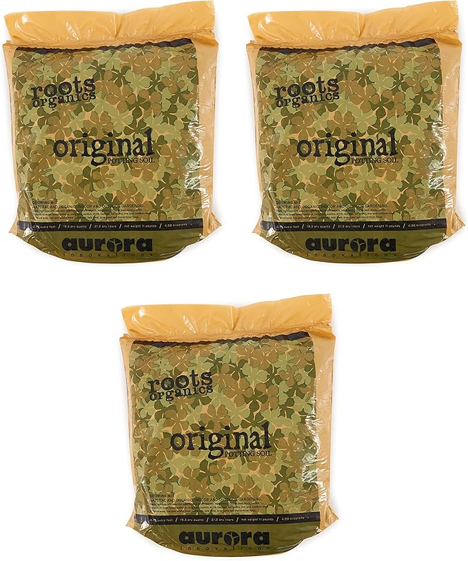 Roots Organics ROD75 Hydroponic Gardening Original Coco Fiber Based Potting Soil 0.75 Cubic Feet, 3 Pack