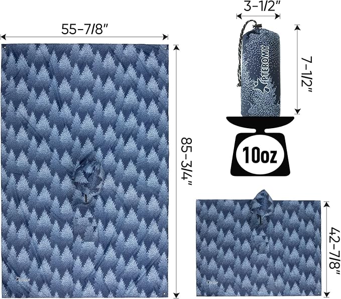 PTEROMY Hooded Rain Poncho for Adult with Pocket, Waterproof Lightweight Unisex Raincoat for Hiking Camping Emergency