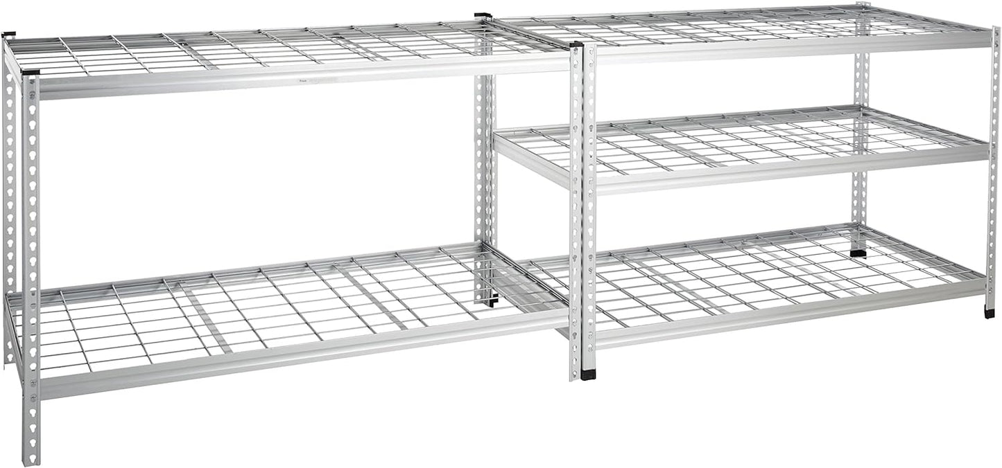 Amazon Basics 4000IBS Heavy Duty Adjustable Storage Shelving Unit, 5 Shelf, High-Grade Aluminum, Silver, 60 x 24 x 78 Inch