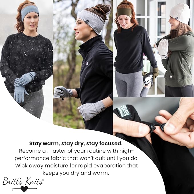 Britt's Knits Thermal Tech Cold Weather Winter Gloves Touch Screen Fleece Lining Unisex Gloves