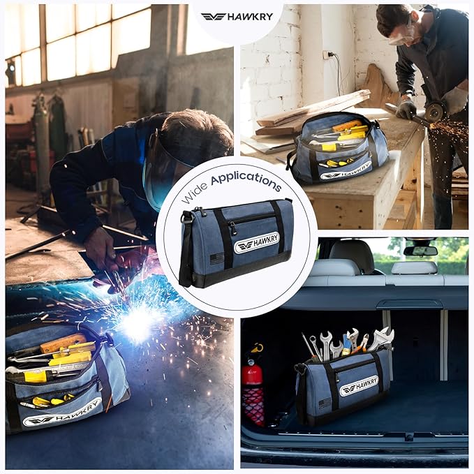 HAWKRY Heavy Duty Canvas Tool Bag Set of 2 – Waterproof Canvas Zipper Pouch, Garden Tool Bag, Construction Bags Heavy Duty, Small Zipper Pouch, Motorcycle Tool, Multipurpose Fishing Bag