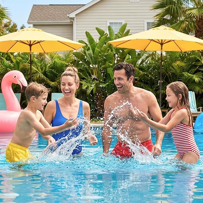 UIRWAY 3-in-1 Deluxe Swimming Pool Cleaning Kit - Includes Pool Brush with Detachable Side Round Ends, Deep Leaf Skimmer Net & Flat Fine Mesh Net for Inground & Above Ground Pools Cleaning(No Pole)