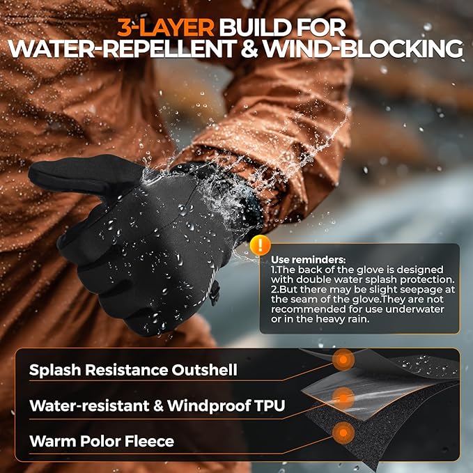 rivmount Winter Gloves Women Men, Cold Weather Touch Screen Liner Glove, Windproof 3-Layers, for Running, Cycling, Biking, Hiking, Driving