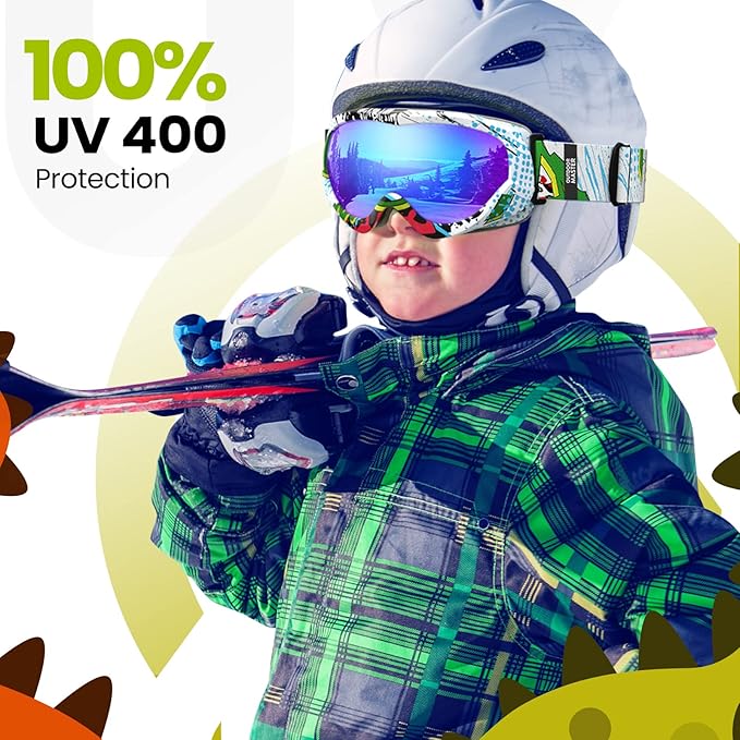 OutdoorMaster Kids Ski Goggles - Helmet Compatible Snow Goggles for Boys & Girls with 100% UV Protection