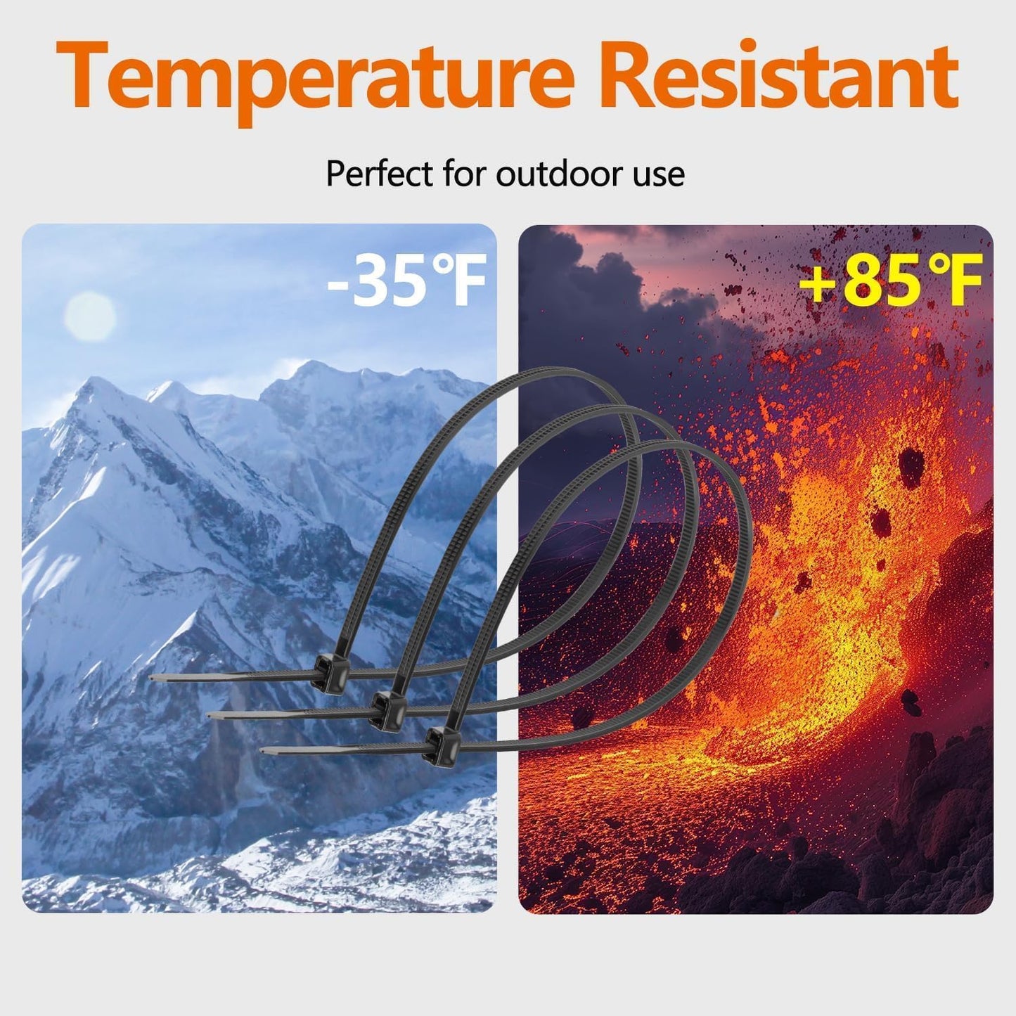 12 Inch Black Zip Ties (1200 Pack), 2025 New Patented Design,110 LBS Tensile Strength, Self-Locking Nylon PA66 UV Resistant Cable Ties for Indoor and Outdoor Use