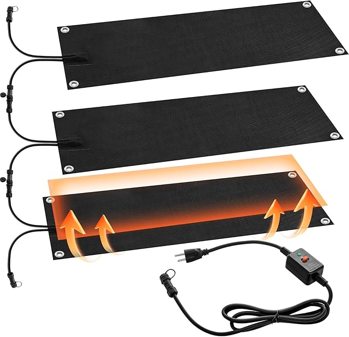 Timgle 3 Pcs Heated Snow Melting Mats, 10 x 30 Inch Non Slip Heated Rubber Mats for Walkways, Snow Ice Melting Pads Connection with 6 ft Power Cord for Winter Outdoor Stairs Doorway Walkway Sidewalks