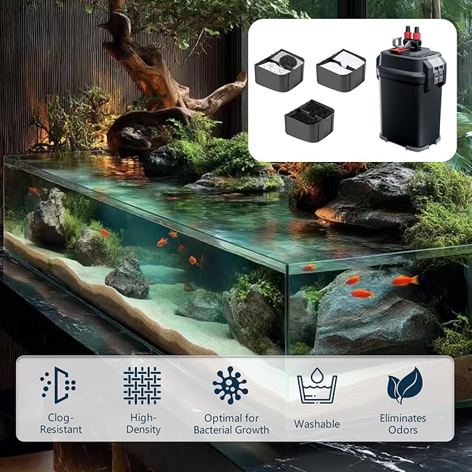 30 Pack Replacement Filter Media Kit Compatible with Fluval 306/307 Aquarium Filters, Including Bio Ceramic Rings, Activated Carbon, Blue, White & Black Bio Foam Value Pack