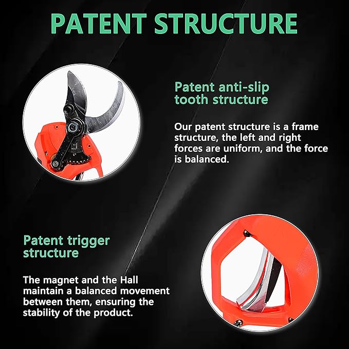 Cordless Electric Pruning Shears, 1.2" (3cm) Cutting Diameter, SK5 Blade, 2×21V 4500mAh Batteries, Lightweight Ergonomic Garden Tree Branch Cutter